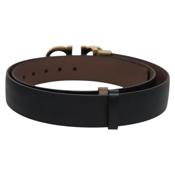 Salvatore Ferragamo Gancini Belt Leather 29.1""-31.5"" Black Auth am7781V - Picture 3 of 11